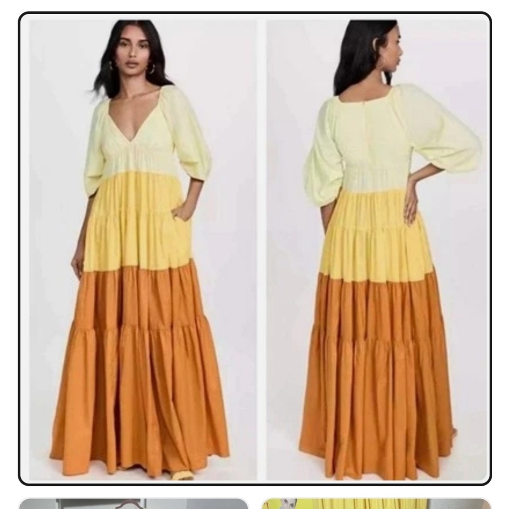STAUD Yellow and Orange Maxi Dress
